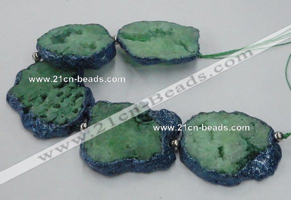 CNG2360 7.5 inches 40*50mm - 55*60mm freeform druzy agate beads