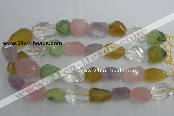 CNG237 15.5 inches 15*20mm – 15*30mm faceted nuggets mixed quartz beads