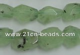 CNG241 10*12mm - 15*16mm faceted nuggets green rutilated quartz beads