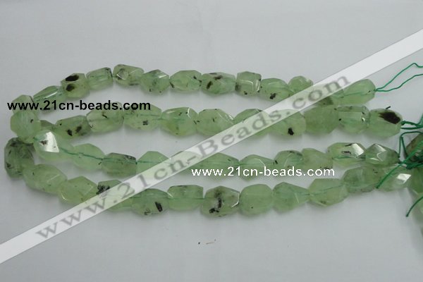 CNG241 10*12mm - 15*16mm faceted nuggets green rutilated quartz beads