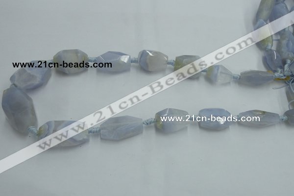 CNG242 15*18mm - 18*28mm faceted nuggets blue chalcedony beads