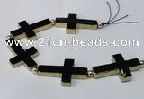 CNG2425 7.5 inches 25*40mm cross agate gemstone beads wholesale