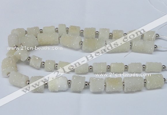 CNG2430 15.5 inches 11*14mm - 14*20mm tube druzy quartz beads