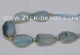 CNG2452 7.5 inches 20*25mm - 25*35mm faceted freeform agate beads