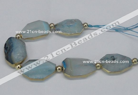 CNG2452 7.5 inches 20*25mm - 25*35mm faceted freeform agate beads