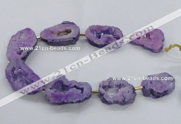 CNG2492 15.5 inches 30*40mm - 40*50mm freeform plated druzy agate beads