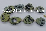 CNG2500 15.5 inches 30*40mm - 40*50mm freeform plated druzy agate beads