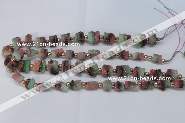 CNG2546 8*12mm – 13*18mm tube druzy quartz beads wholesale