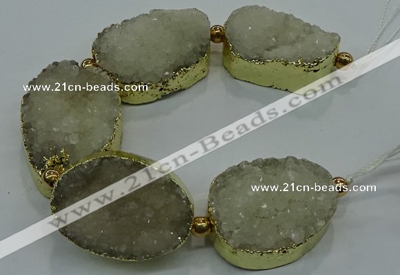 CNG2558 7.5 inches 25*35mm - 30*40mm freeform druzy agate beads