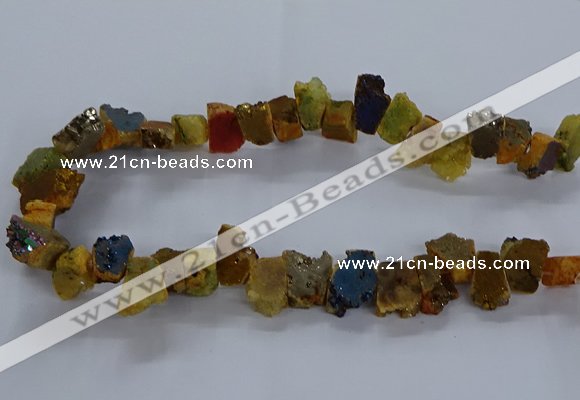 CNG2588 15.5 inches 13*18mm - 15*25mm nuggets plated druzy agate beads