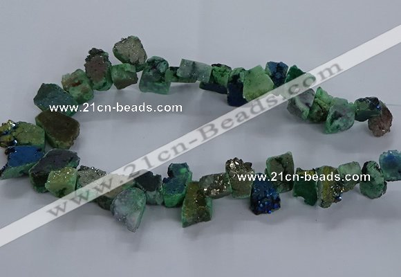 CNG2590 15.5 inches 13*18mm - 15*25mm nuggets plated druzy agate beads