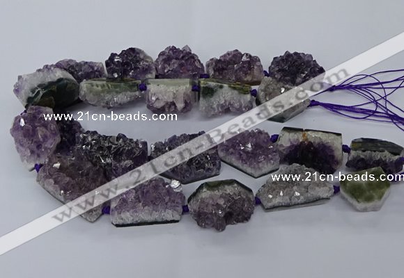 CNG2633 15.5 inches 20*24mm - 25*35mm freeform druzy amethyst beads