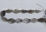 CNG2711 18*25mm - 25*35mm freeform black rutilated quartz beads