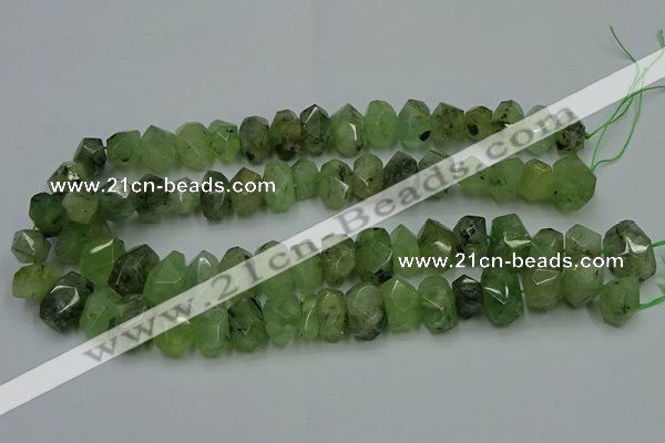 CNG2719 10*14mm - 13*18mm faceted nuggets green rutilated quartz beads