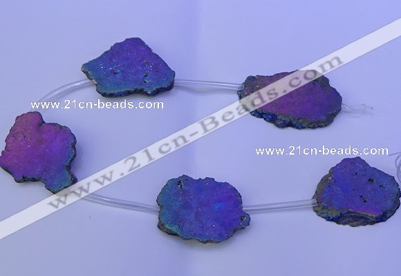 CNG2761 15.5 inches 28*35mm - 40*45mm freeform plated druzy agate beads