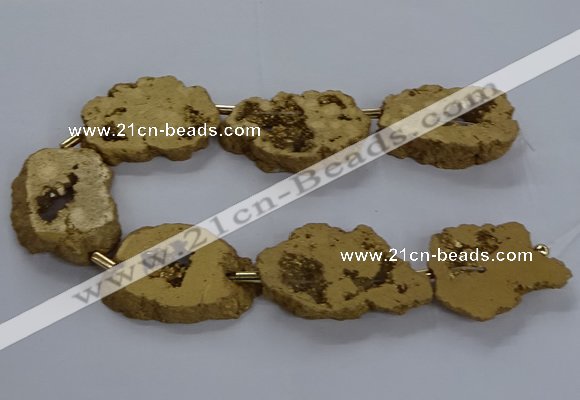 CNG2819 15.5 inches 30*40mm - 40*50mm freeform plated druzy agate beads