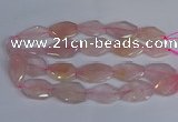 CNG2839 20*30mm - 22*35mm twisted & faceted freeform rose quartz beads