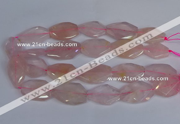 CNG2839 20*30mm - 22*35mm twisted & faceted freeform rose quartz beads