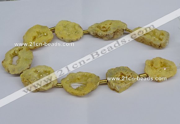 CNG2889 15.5 inches 25*30mm - 30*35mm freeform plated druzy agate beads