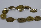 CNG2893 15.5 inches 25*30mm - 30*35mm freeform plated druzy agate beads