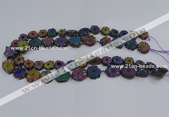 CNG2938 15.5 inches 8*10mm - 15*18mm freeform plated druzy agate beads