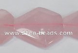 CNG301 15.5 inches 25*35mm faceted nuggets rose quartz beads