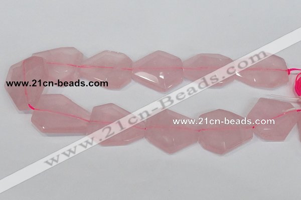 CNG301 15.5 inches 25*35mm faceted nuggets rose quartz beads