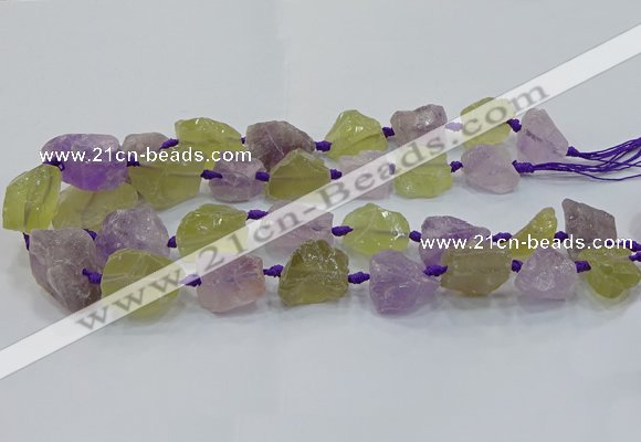 CNG3022 15*20mm - 22*30mm nuggets amethyst & lemon quartz beads