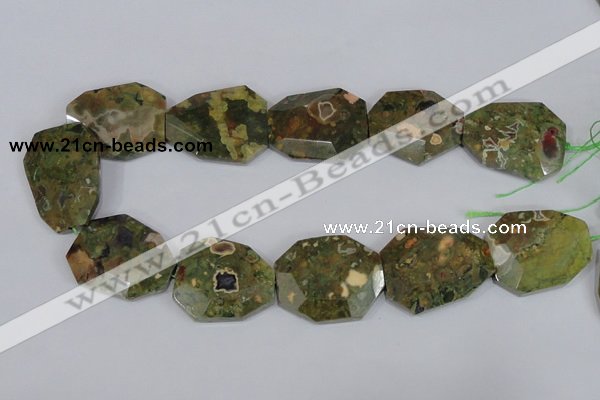 CNG303 15.5 inches 28*38mm faceted nuggets peacock gemstone beads