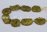 CNG3091 15.5 inches 25*30mm - 35*50mm freeform plated druzy agate beads