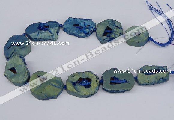 CNG3092 15.5 inches 25*30mm - 35*50mm freeform plated druzy agate beads