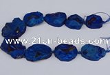 CNG3093 15.5 inches 25*30mm - 35*50mm freeform plated druzy agate beads