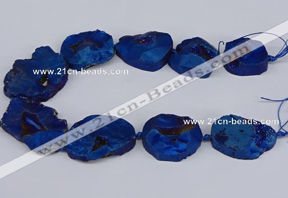 CNG3093 15.5 inches 25*30mm - 35*50mm freeform plated druzy agate beads