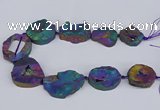 CNG3094 15.5 inches 25*30mm - 35*50mm freeform plated druzy agate beads