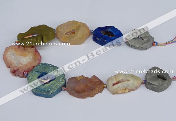 CNG3096 15.5 inches 25*30mm - 35*50mm freeform plated druzy agate beads
