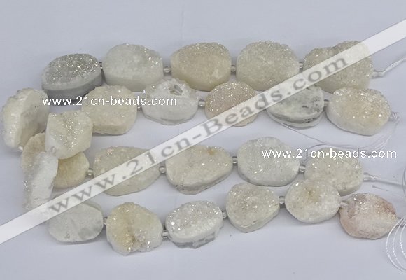 CNG3140 15.5 inches 22*30mm - 28*40mm freeform plated druzy agate beads