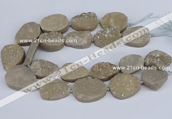 CNG3141 15.5 inches 22*30mm - 28*40mm freeform plated druzy agate beads