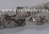 CNG3152 15.5 inche 8*15mm - 11*20mm freeform plated druzy agate beads