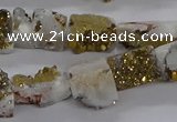 CNG3156 15.5 inche 8*15mm - 11*20mm freeform plated druzy agate beads