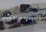 CNG3158 15.5 inche 8*15mm - 11*20mm freeform plated druzy agate beads