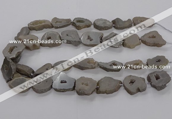 CNG3160 15.5 inches 13*18mm - 18*25mm freeform plated druzy agate beads