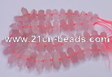 CNG3201 10*25mm - 12*45mm faceted nuggets rose quartz beads