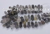 CNG3206 15.5 inches 10*25mm - 12*45mm faceted nuggets cloudy quartz beads