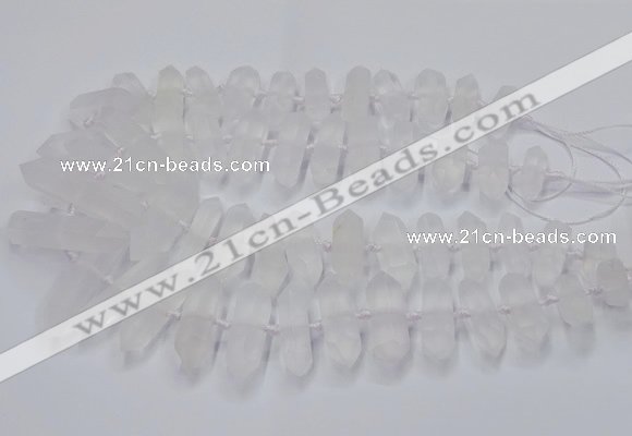 CNG3208 10*25mm - 12*45mm faceted nuggets matte white crystal beads