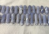 CNG3212 10*25mm - 12*45mm faceted nuggets blue lace agate beads