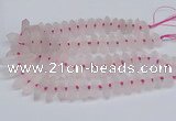 CNG3215 10*25mm - 12*50mm faceted nuggets matte rose quartz beads