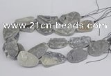 CNG3274 22*30mm - 30*40mm freeform plated druzy agate beads