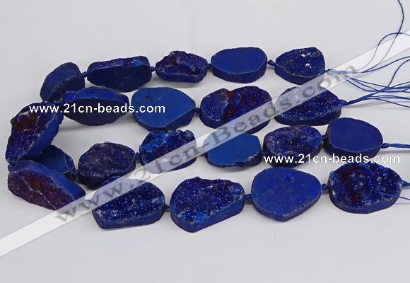 CNG3278 22*30mm - 30*40mm freeform plated druzy agate beads