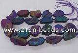 CNG3286 25*30mm - 28*45mm freeform plated druzy agate beads