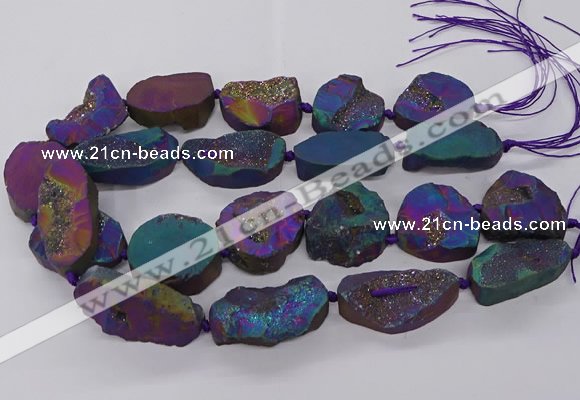 CNG3286 25*30mm - 28*45mm freeform plated druzy agate beads
